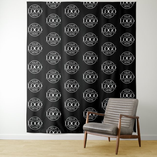 Custom Corporate Business Logo Pattern Backdrop Tapestry (In Situ)