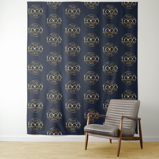 Custom Corporate Business Logo Pattern Backdrop Tapestry (In Situ)