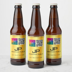 Custom Corporate Business Logo QR Code Monogram Beer Bottle Label