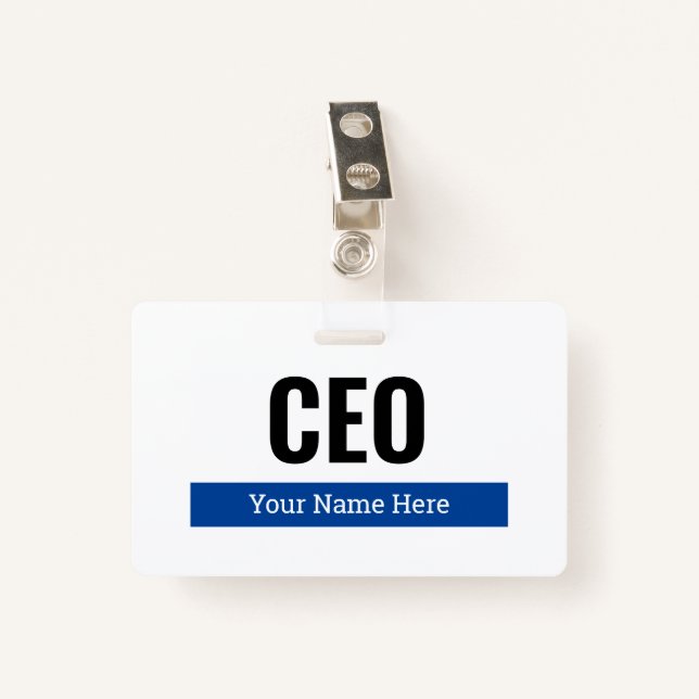 Custom corporate business name badge with clip ID badge (Front with Clip)