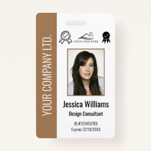 Custom Corporate Certified Employee Brown ID ID Badge