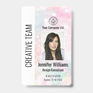 Custom Corporate Employee ID Badge Pink Glitter