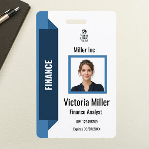 Custom Corporate Employee Photo ID Badge Navy