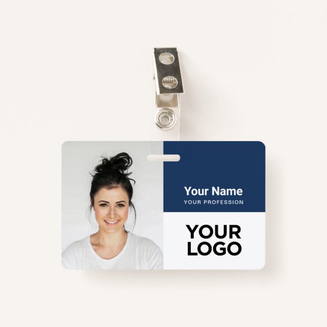 Custom Corporate Employee Photo Logo Name ID Badge (Front with Clip)