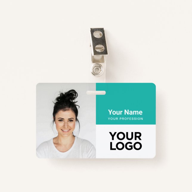 Custom Corporate Employee Photo Logo Name ID Badge (Front with Clip)