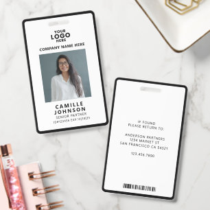 Custom Corporate Employee Staff Photo ID Barcode Badge