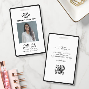 Custom Corporate Employee Staff Photo ID QR Code Badge
