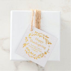 Custom Corporate Happy Thanksgiving Beautiful Gold Favour Tags