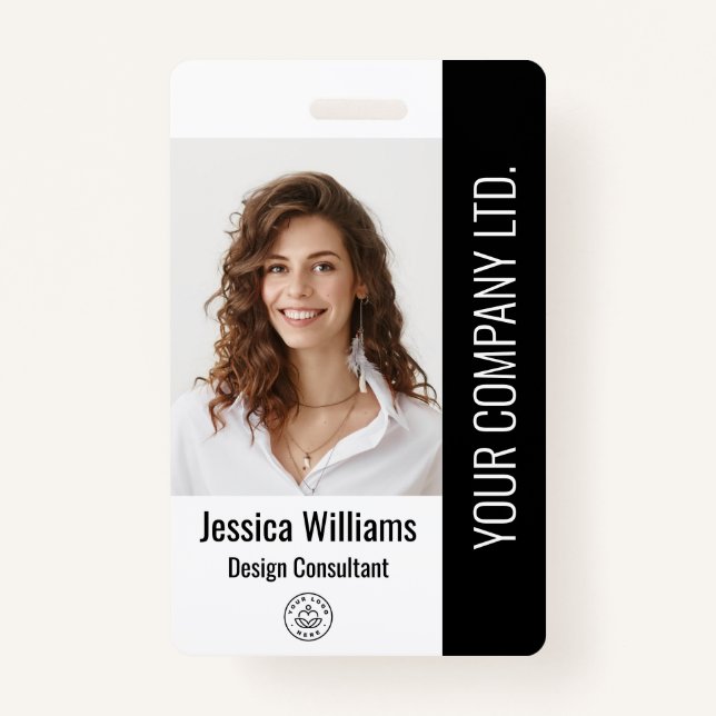 Custom  Corporate Large Employee Photo Black ID ID Badge (Front)