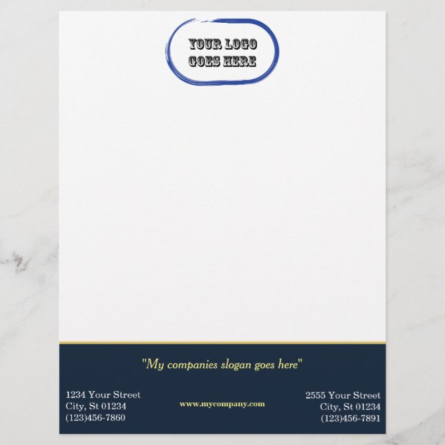 Custom Corporate Letterhead - Navy/Gold Hori Bar (Front)