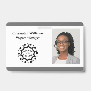 Custom Corporate Logo & Headshot Medium Grey ID Badge
