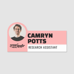 Custom Corporate Logo Photo ID Title Employee Name Tag