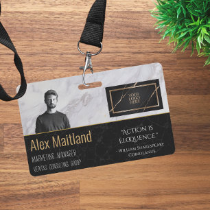 Custom Corporate Logo Security ID Elegant Marble ID Badge