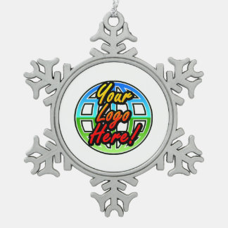 Custom Corporate or Promotional Imprinted Logo Snowflake Pewter Christmas Ornament