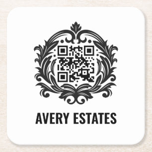 Custom Corporate   QR Code Square Paper Coaster