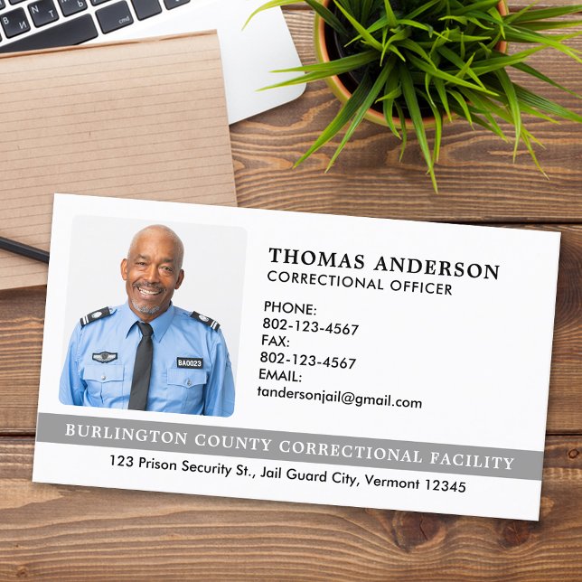 Custom Correctional Officer Photo Prison Guard Business Card (Creator Uploaded)