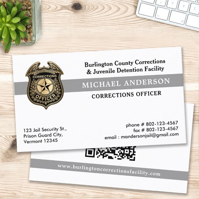 Custom Correctional Officer Prison Guard QR Code Business Card (Creator Uploaded)