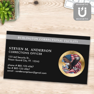 Custom Corrections Dept Parole Officer Prison Logo Magnetic Business Card