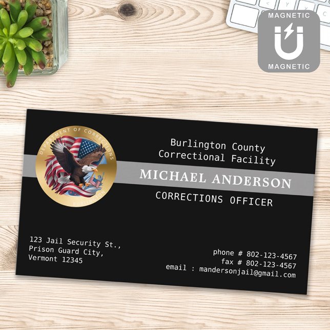 Custom Corrections Officer Parole Police Logo Magnetic Business Card (Creator Uploaded)