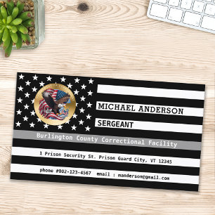 Custom Corrections Officer Thin Grey Line Flag Business Card