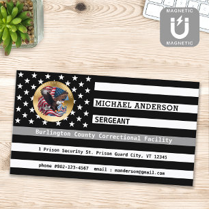 Custom Corrections Officer Thin Grey Line Flag Magnetic Business Card