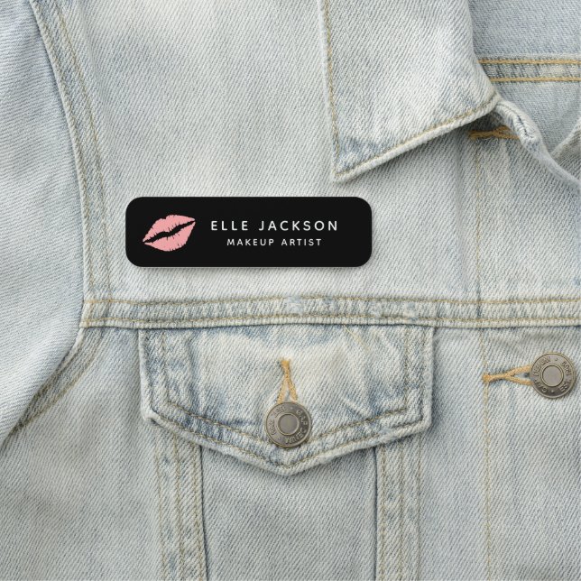 Custom Cosmetic Nurse Lips Black Name Tag (In Situ)
