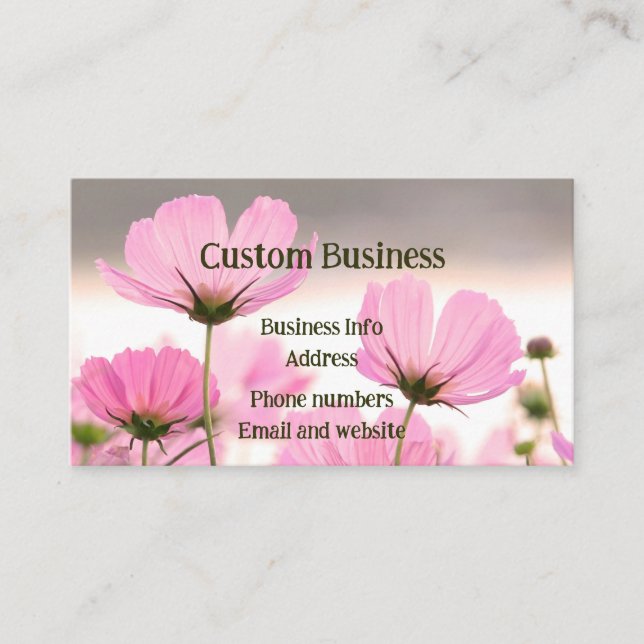 Custom Cosmos Garden Flowers Floral  Business Card (Front)