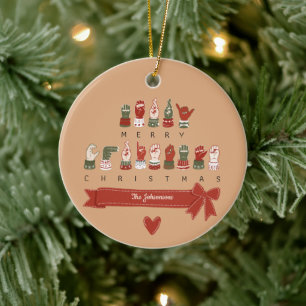 Custom Cosy ASL Merry Christmas Ceramic Tree Decoration
