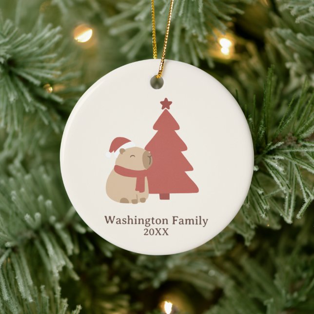 Custom Cosy Capybara Christmas Ceramic Tree Decoration (Tree)