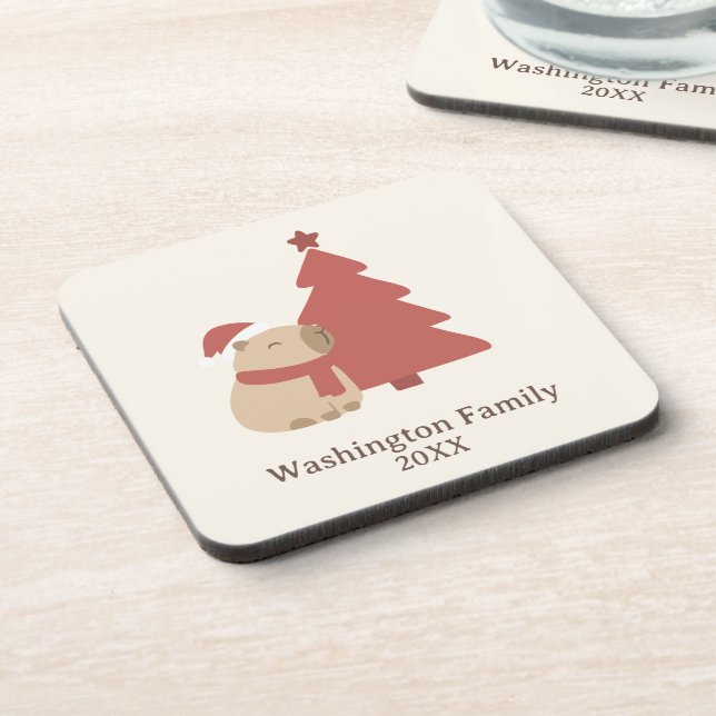 Custom Cosy Capybara Christmas Coaster (Left Side)