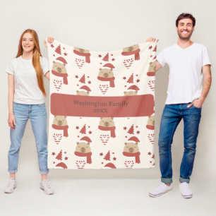 Custom Cosy Capybara Christmas Fleece Blanket