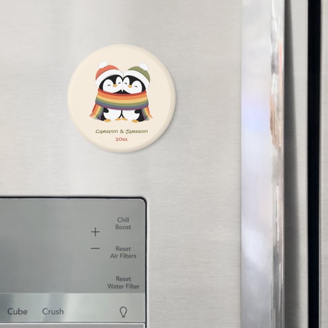 Custom Cosy Pride Penguins Christmas Magnet (In Situ (Fridge))
