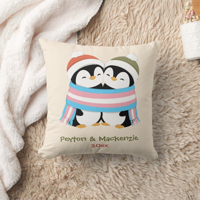 Custom Cosy Trans Penguins Christmas Cushion (Blanket)