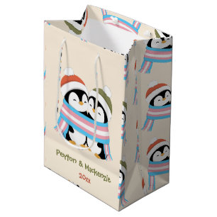 Custom Cosy Trans Penguins Christmas Medium Gift Bag