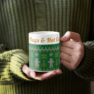 Custom Cosy Ugly Sweater Hugs & Hot Cocoa Coffee Mug