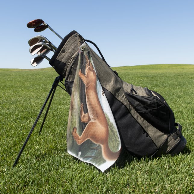 Custom Cougar Hunting Camping Deco Gifts Golf Towel (Green)