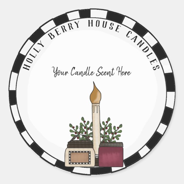 Custom Country Candle Christmas  Business Label (Front)