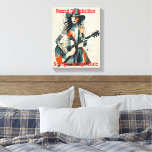 Custom Country Girl Guitarist Art Inspirational Canvas Print