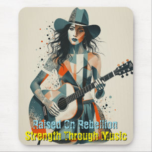 Custom Country Girl Guitarist Art Inspirational Mouse Mat
