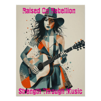 Custom Country Girl Guitarist Art Inspirational Poster
