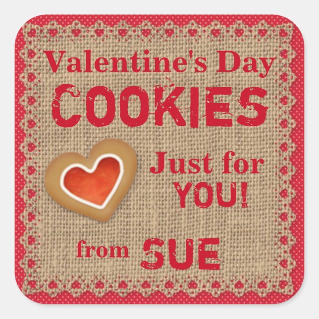 Custom Country Valentine Cookie Stickers (Front)