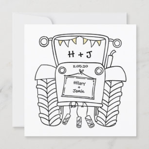 Custom Country Wedding Tractor Evening Invitation