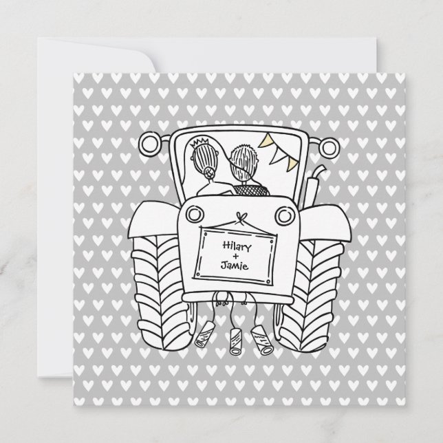 Custom Country Wedding Tractor Invitation (Front)