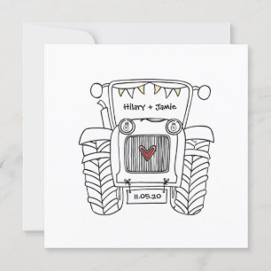 Custom Country Wedding Tractor Invitation