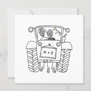 Custom Country Wedding Tractor Invitation