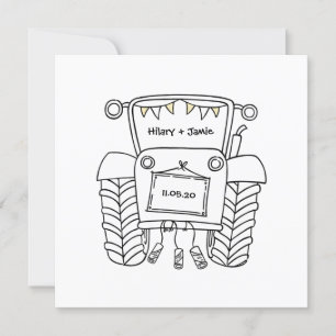 Custom Country Wedding Tractor Invitation