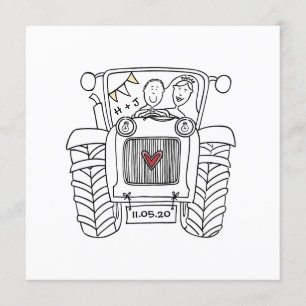 Custom Country Wedding Tractor Invitation