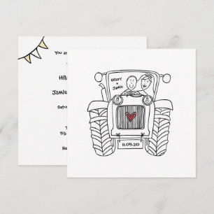 Custom Country Wedding Tractor Invitation