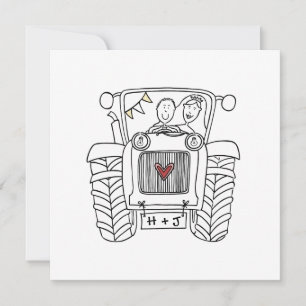 Custom Country Wedding Tractor Invitation
