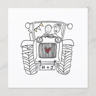 Custom Country Wedding Tractor Invitation